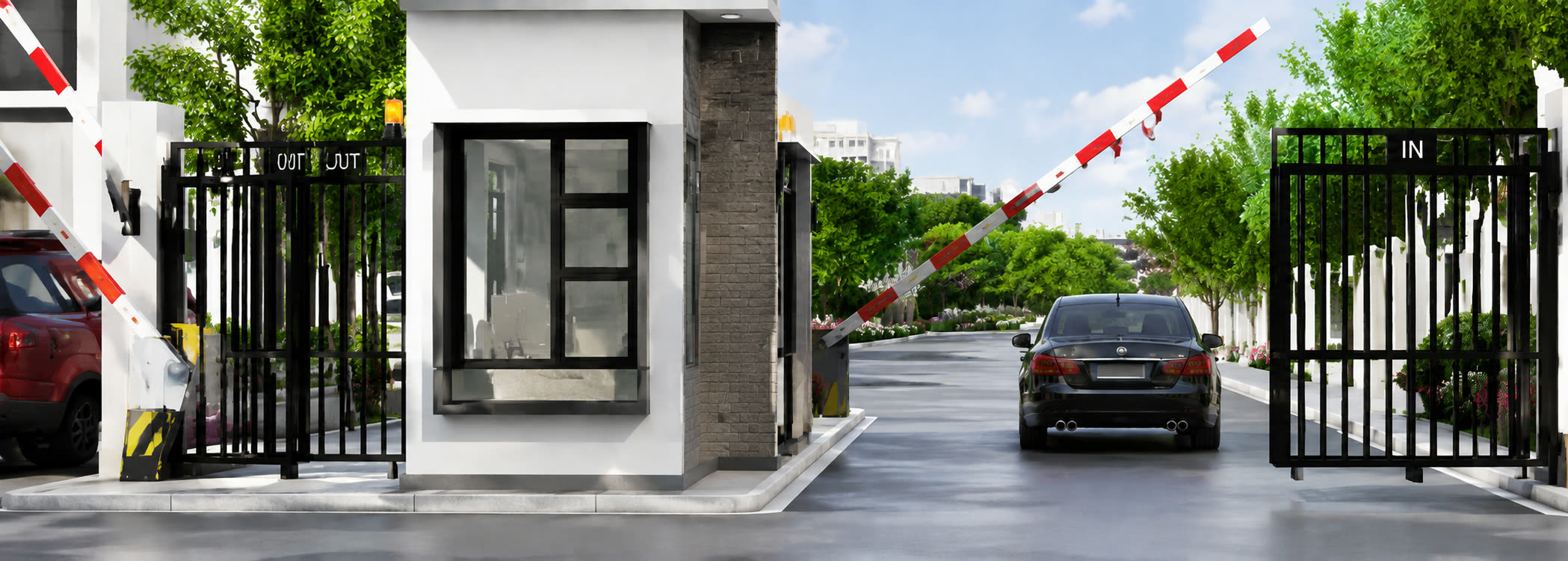Site entrance gate and security check post